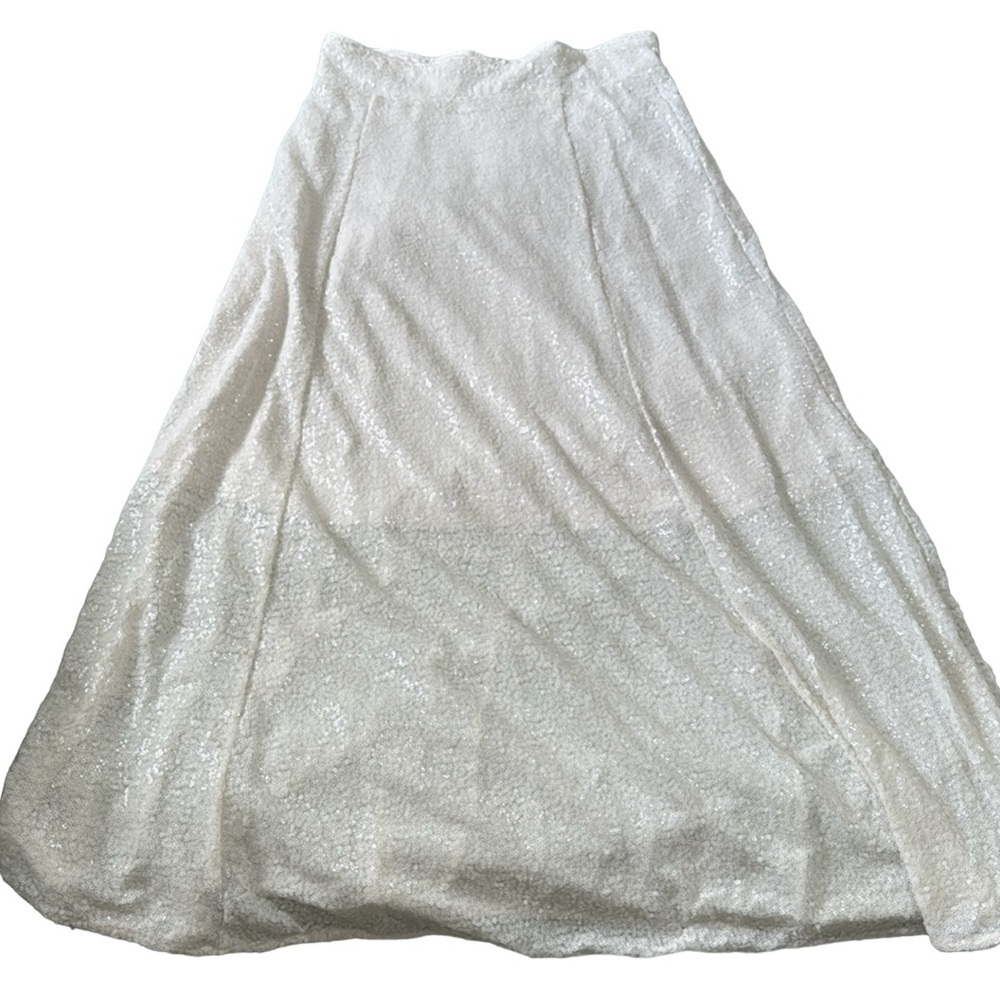 H&M White Sequin Maxi Skirt